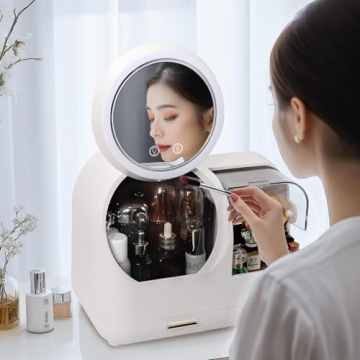 Chic Makeup Organizer with LED Light and Mirror Storage Solutions