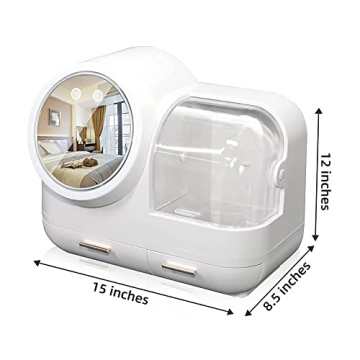 Chic Makeup Organizer with LED Light and Mirror Storage Solutions