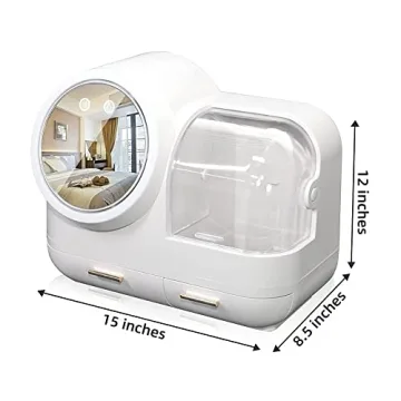 Chic Makeup Organizer with LED Light and Mirror Storage Solutions