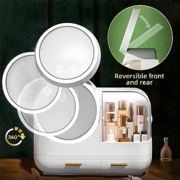 Chic Makeup Organizer with LED Light and Mirror Storage Solutions