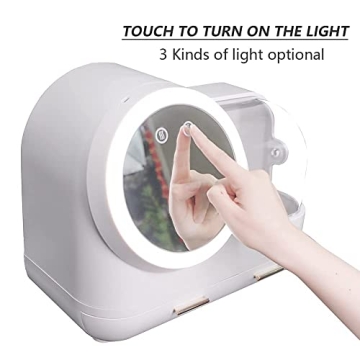 Chic Makeup Organizer with LED Light and Mirror Storage Solutions