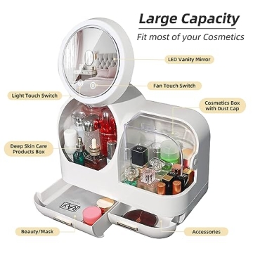 Chic Makeup Organizer with LED Light and Mirror Storage Solutions