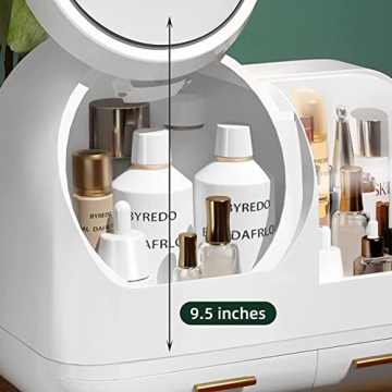 Chic Makeup Organizer with LED Light and Mirror Storage Solutions