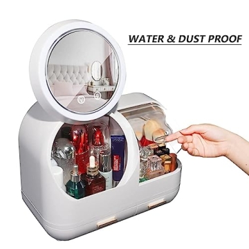 Chic Makeup Organizer with LED Light and Mirror Storage Solutions
