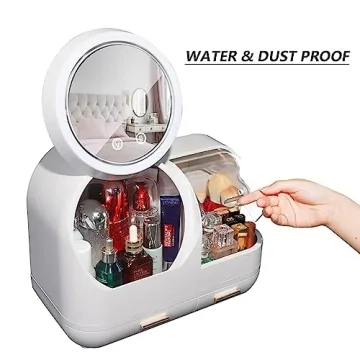 Chic Makeup Organizer with LED Light and Mirror Storage Solutions