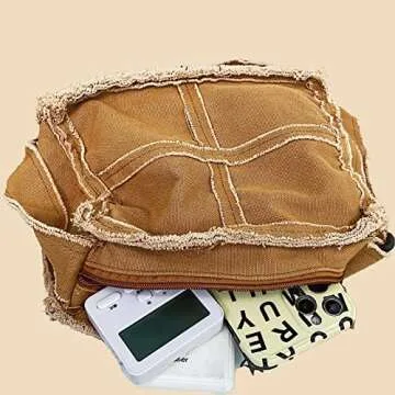 Micmores Hobo Bags for Women Small Crossbody Purse Y2K Canvas Tote Bag Stylish Handbag Fashion shoulder Bag (Brown)