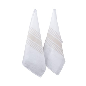 Elegant 100% Linen French Striped Dish Towels Set