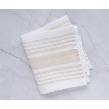 Elegant 100% Linen French Striped Dish Towels Set