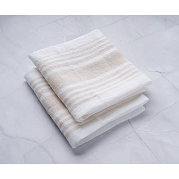 Elegant 100% Linen French Striped Dish Towels Set