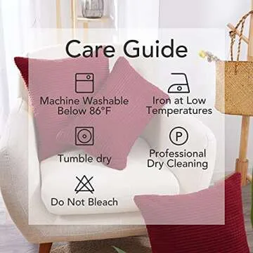 Deconovo Corduroy Throw Pillow Covers, Soft & Decorative Cushion Covers, Machine Washable, Set of 2 for Sofa, Couch, Bedroom & Living Room, Dark Red, 18x18 Inch