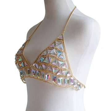 Connie Cloris Women's Sexy Suit Body Chain (Gold Color Bra chain -099-2)