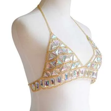 Connie Cloris Women's Sexy Suit Body Chain (Gold Color Bra chain -099-2)