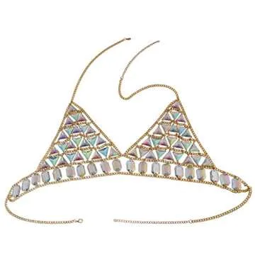 Connie Cloris Women's Sexy Suit Body Chain (Gold Color Bra chain -099-2)