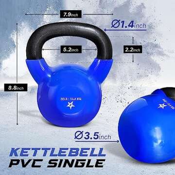 Yes4All 30 lb Kettlebell Weight Vinyl Coated Cast Iron for Dumbbell Weights Exercises, Gym, Fitness,...