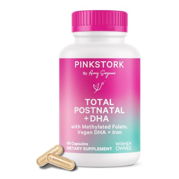 Pink Stork Total Postnatal Vitamins for Women with Vegan DHA, Iron, Folate, and Vitamin B12, Postpar...