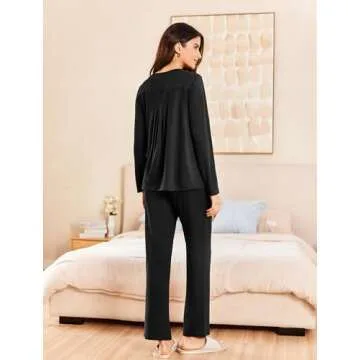 Ekouaer Women's Pajama Set 2 Piece Lounge Outfits Soft Long Sleeve Pjs Ladies Sleepwear Casual Loung...