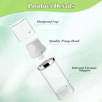 4 Pcs 100ml/3.4oz Airless Pump Jar Refillable Vacuum Pump Dispenser Bottles Travel Cosmetic Containers for Lotion Essence Shampoo Toiletries