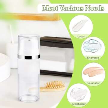 4 Pcs 100ml/3.4oz Airless Pump Jar Refillable Vacuum Pump Dispenser Bottles Travel Cosmetic Containers for Lotion Essence Shampoo Toiletries