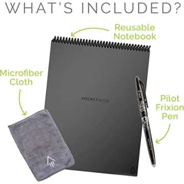 Rocketbook Flip - with 1 Pilot Frixion Pen & 1 Microfiber Cloth Included - Gray Cover, Letter Size (8.5" x 11")