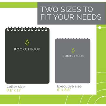 Rocketbook Flip - with 1 Pilot Frixion Pen & 1 Microfiber Cloth Included - Gray Cover, Letter Size (8.5" x 11")