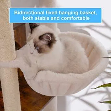 Hey-brother Wooden Cat Tree, 66.1“ Cat Furniture with Scratching Posts, Modern Cat Tower with hammocks, Toys, cat condo, Rustic Brown MPJ120SR