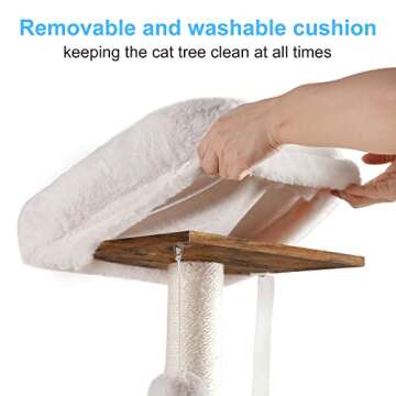 Hey-brother Wooden Cat Tree, 66.1“ Cat Furniture with Scratching Posts, Modern Cat Tower with hammocks, Toys, cat condo, Rustic Brown MPJ120SR