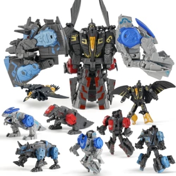 11 Shapes Dinosaur Transforming Robot Toys for Kids 6+, 4 Packs STEM Transformed Action Figure Alloy...