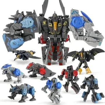 11 Shapes Dinosaur Transforming Robot Toys for Kids 6+, 4 Packs STEM Transformed Action Figure Alloy...