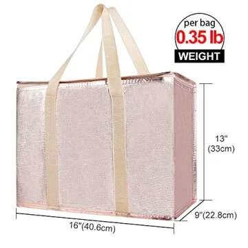 Bodaon 2-Pack Insulated Reusable Grocery Shopping Bag with Zippered Top, X-Large Frozen Foods Cold, ...