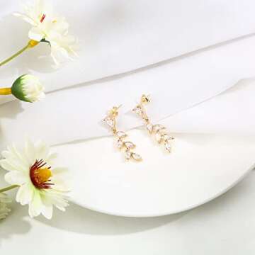 Bridesmaid Earrings Set of 6 for Wedding Bridesmaid Proposal Gifts Set Leaf Earrings for women