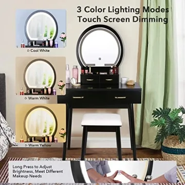Elegant SMOOL Vanity Desk with Lighted Mirror