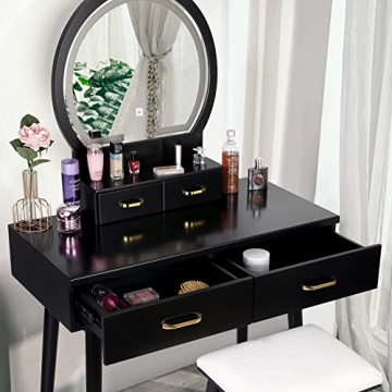 Elegant SMOOL Vanity Desk with Lighted Mirror