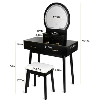 Elegant SMOOL Vanity Desk with Lighted Mirror