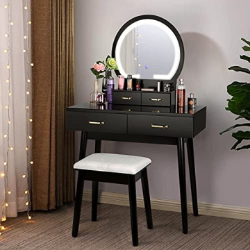 Elegant SMOOL Vanity Desk with Lighted Mirror