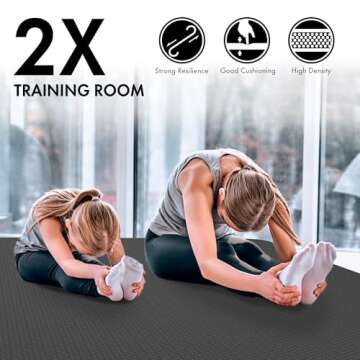 FrenzyBird 6’x4’ Large Yoga Mat ¼” Extra Thick Exercise Mat with 2 Bundling Ribbons Eco Frien...