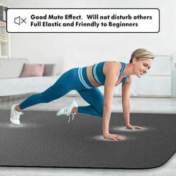 FrenzyBird 6’x4’ Large Yoga Mat ¼” Extra Thick Exercise Mat with 2 Bundling Ribbons Eco Friendly TPE Fitness for Women & Men, Yoga, Pilates, Gym and Floor Workouts Black