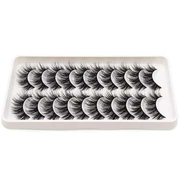 Veleasha Lashes Fluffy Wispy Faux Mink Eyelashes Criss-cross False Lashes 10 Pairs Pack Fake Eyelashes for Women (6D04)