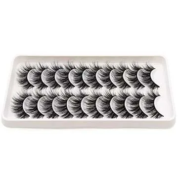 Veleasha Lashes Fluffy Wispy Faux Mink Eyelashes Criss-cross False Lashes 10 Pairs Pack Fake Eyelashes for Women (6D04)