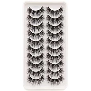 Veleasha Lashes Fluffy Wispy Faux Mink Eyelashes Criss-cross False Lashes 10 Pairs Pack Fake Eyelashes for Women (6D04)