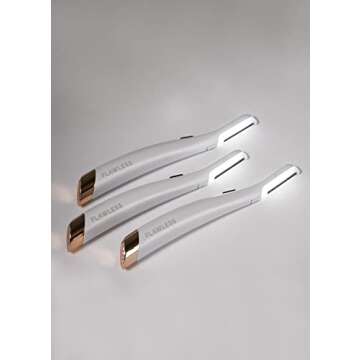 Finishing Touch Flawless Dermaplane Glo Lighted Facial Exfoliator - Non-Vibrating and Includes 6 Replacement Heads, White/Rose Gold