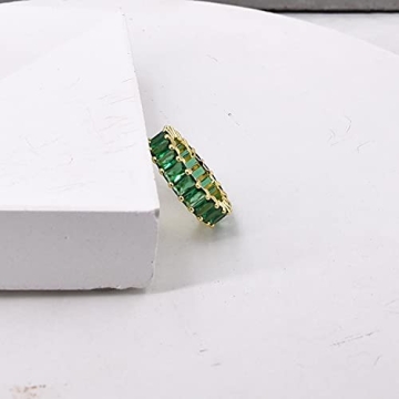 Stunning 5 Carat Emerald Eternity Band 18K Gold Plated