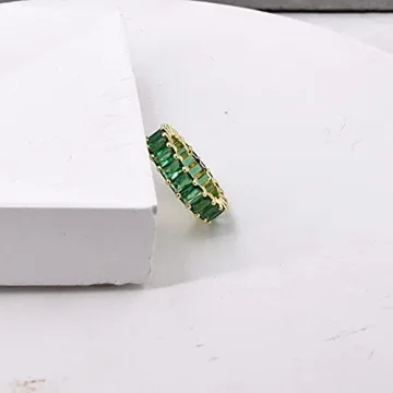 Stunning 5 Carat Emerald Eternity Band 18K Gold Plated