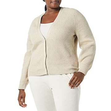 Amazon Essentials Women's Soft Touch Cardigan - Beige, Large