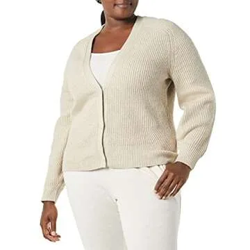 Amazon Essentials Women's Soft Touch Cardigan - Beige, Large
