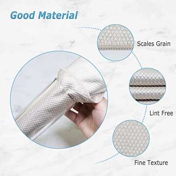 Microfiber Cleaning Cloth Reusable Cleaning Cloths Cleaning Rags 10Pcs 12×16inch Lint Free Dish Cloths No Odor Fish Scale Microfiber Towels for Cars Glass Windows Mirrors Kitchen (Beige)