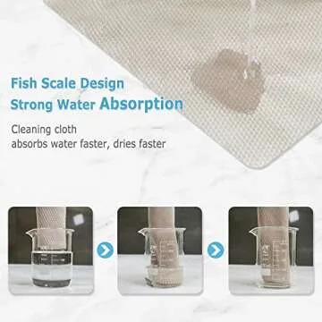 Microfiber Cleaning Cloth Reusable Cleaning Cloths Cleaning Rags 10Pcs 12×16inch Lint Free Dish Cloths No Odor Fish Scale Microfiber Towels for Cars Glass Windows Mirrors Kitchen (Beige)