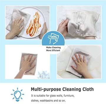 Microfiber Cleaning Cloth Reusable Cleaning Cloths Cleaning Rags 10Pcs 12×16inch Lint Free Dish Cloths No Odor Fish Scale Microfiber Towels for Cars Glass Windows Mirrors Kitchen (Beige)