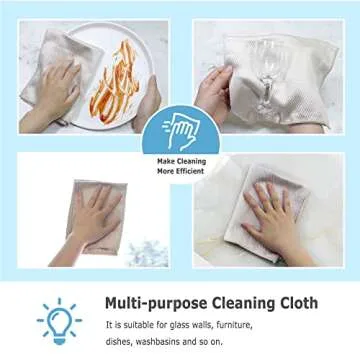 Microfiber Cleaning Cloth Reusable Cleaning Cloths Cleaning Rags 10Pcs 12×16inch Lint Free Dish Cloths No Odor Fish Scale Microfiber Towels for Cars Glass Windows Mirrors Kitchen (Beige)
