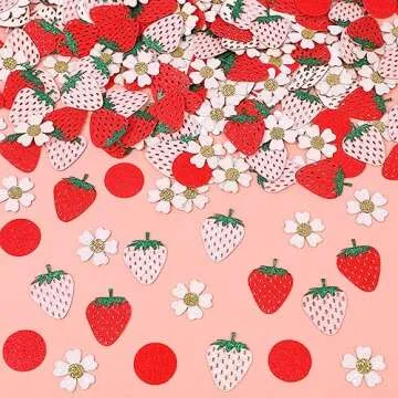 Balterever Strawberry Daisy Party Decorations Strawberry Daisy Confetti for Birthday Baby Shower Str...