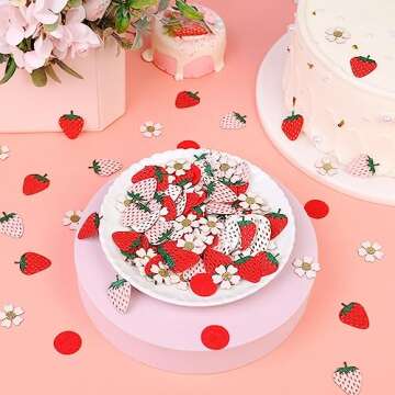 Balterever Strawberry Daisy Party Decorations Strawberry Daisy Confetti for Birthday Baby Shower Strawberry Theme Party Table Birthday Strawberry Table Scatter Confetti